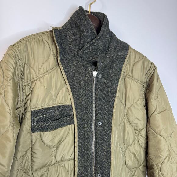 Grayers Mens Wool Green Quilted Equestrian Utility Snap Zip Sport Coat Jacket XL - Picture 16 of 16